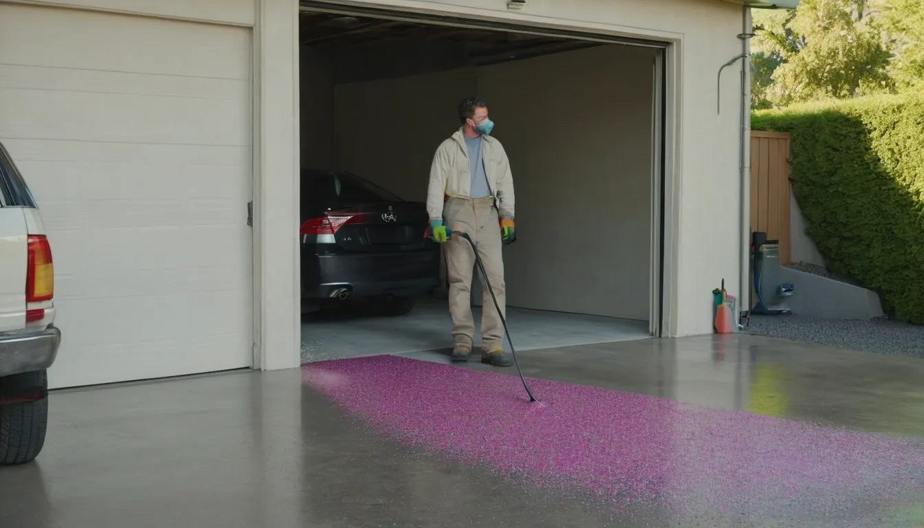 Polyaspartic floor coating being applied in a bright garage in Loomis